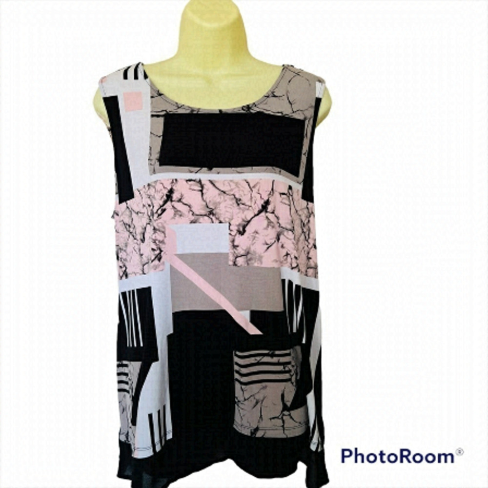 ricki's Multicolor Summer Casual Patchwork Blouse, Size XL,.